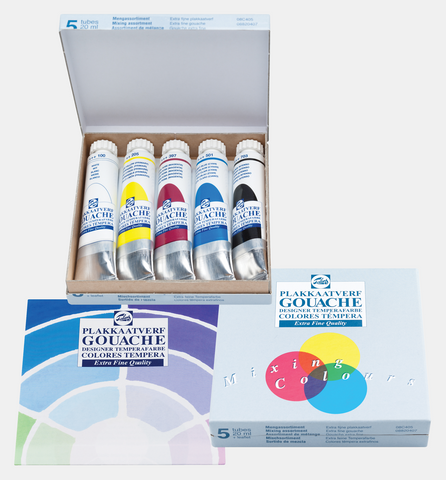 Conjunto de 5 bisnagas de Guache cores primárias 20ml - Talens