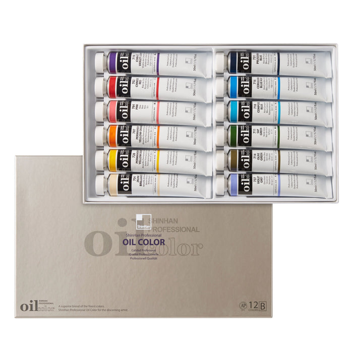 Conjunto de tinta a óleo B 12 Unidades 50ml - ShinHan profissional