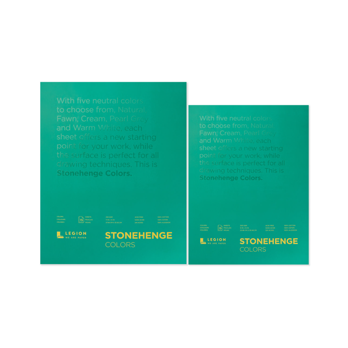 Bloco de papel colorido para mídia mista 100% algodão Stonehenge 250gr - Legion Paper