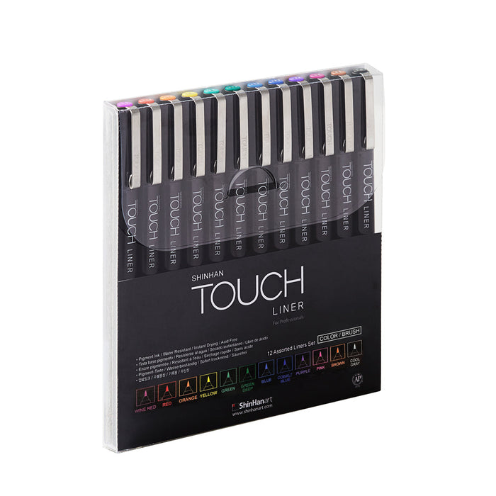 Conjunto com 12 Touch Liner calibrados de 0.1 mm em cores sortidas