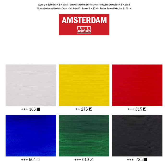 Conjunto de tinta acrílica 20ml 6 unidades - Amsterdã