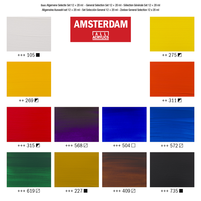 Conjunto de tinta acrílica 20ml 12 unidades - Amsterdã