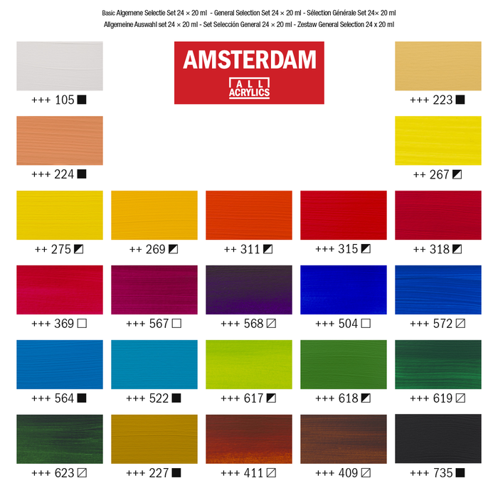 Conjunto de tinta acrílica 20ml 24 unidades - Amsterdã