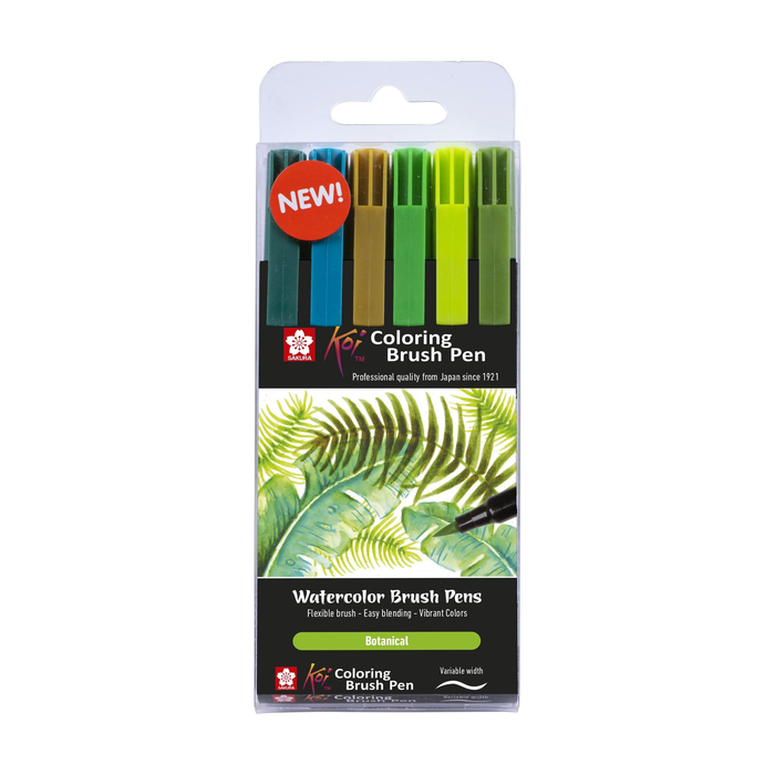 Conjunto de 6 marcadores de pincel botânico Sakura Koi Color Brush