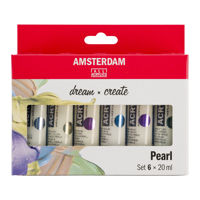 Conjunto de 6 tubos de tinta acrílica Amsterdam Set perolado 20ml