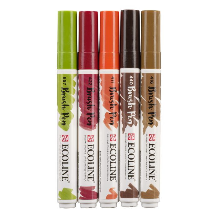 Conjunto de 5 marcadores aquarela ponta pincel Ecoline - Outono