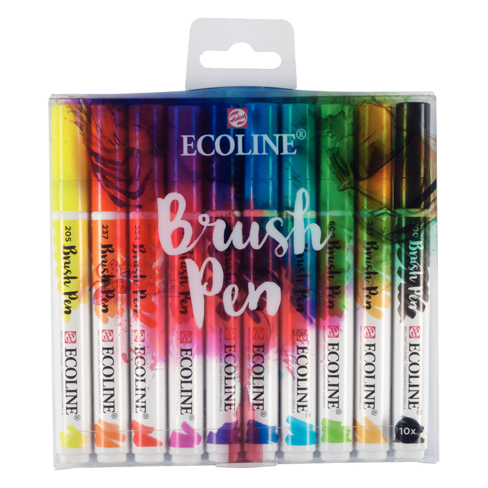 Conjunto de 10 marcadores aquarela ponta pincel Ecoline - Básico