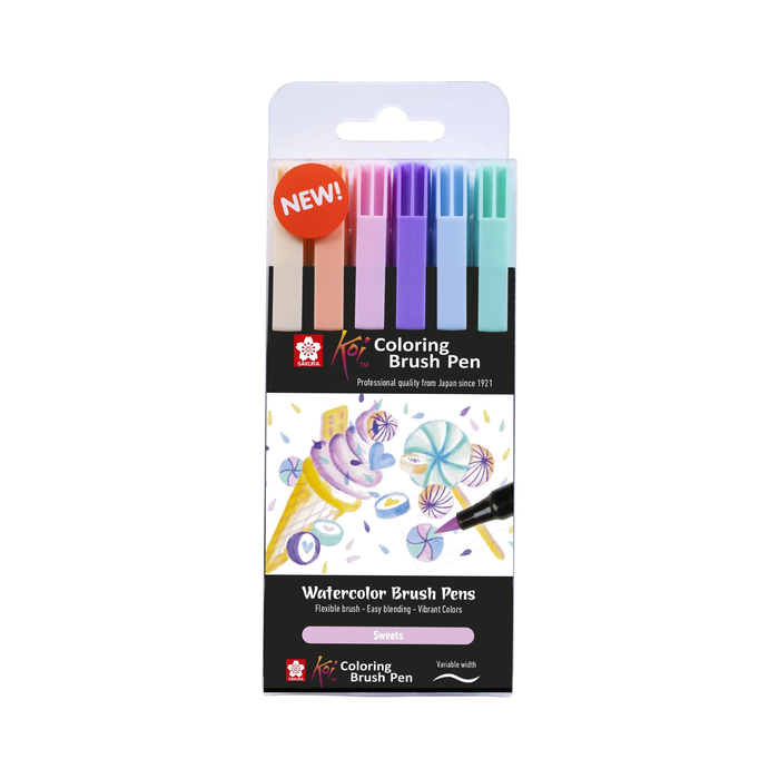 Conjunto de 6 marcadores pastel Sakura Koi Color Brush