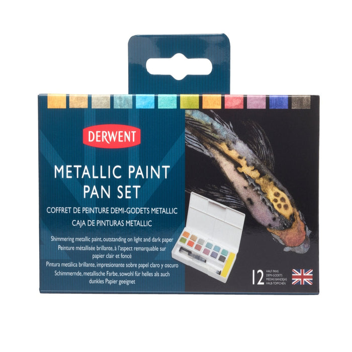 Conjunto aquarela metálica 12 godets - Derwent