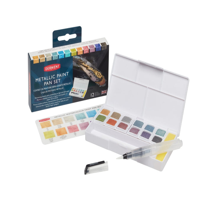 Conjunto aquarela metálica 12 godets - Derwent