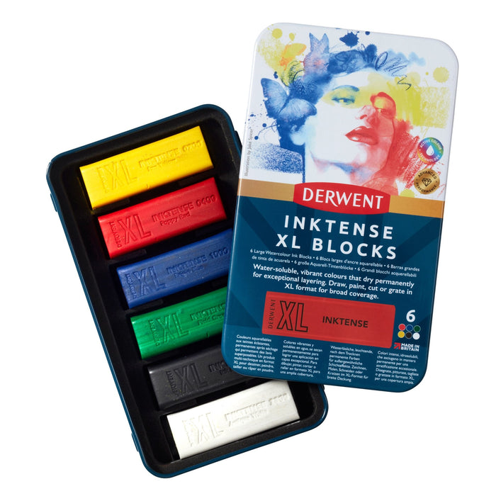 Conjunto de 6 bastões de cores Inktense XL Blocks - Derwent