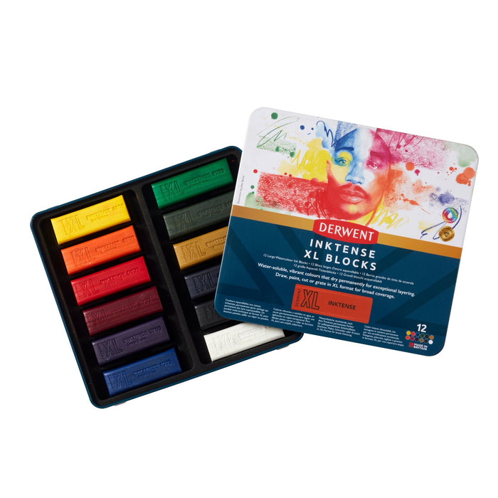 Conjunto de 12 bastões de cores Inktense XL Blocks - Derwent
