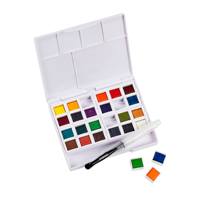 Conjunto aquarela de viagem 24 meio godet - Derwent