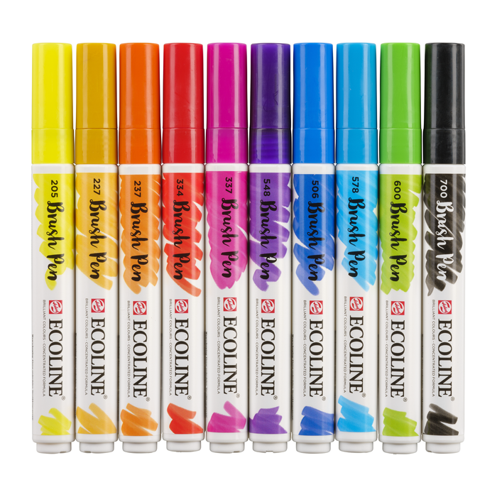 Conjunto de 10 marcadores aquarela ponta pincel Ecoline - Básico