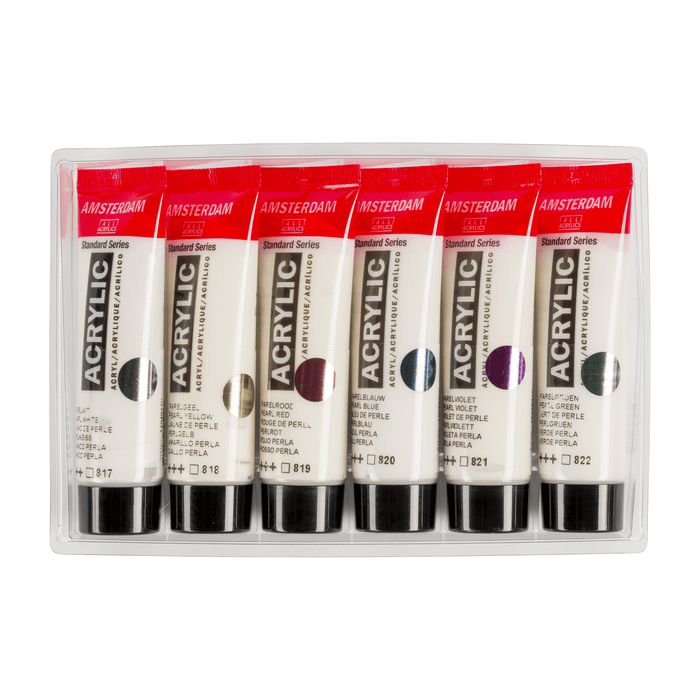 Conjunto de 6 tubos de tinta acrílica Amsterdam Set perolado 20ml