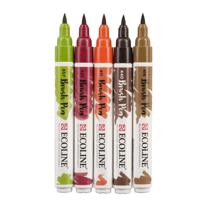 Conjunto de 5 marcadores aquarela ponta pincel Ecoline - Outono