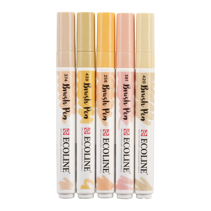 Conjunto de 5 marcadores aquarela ponta pincel Ecoline - Rosa Bege