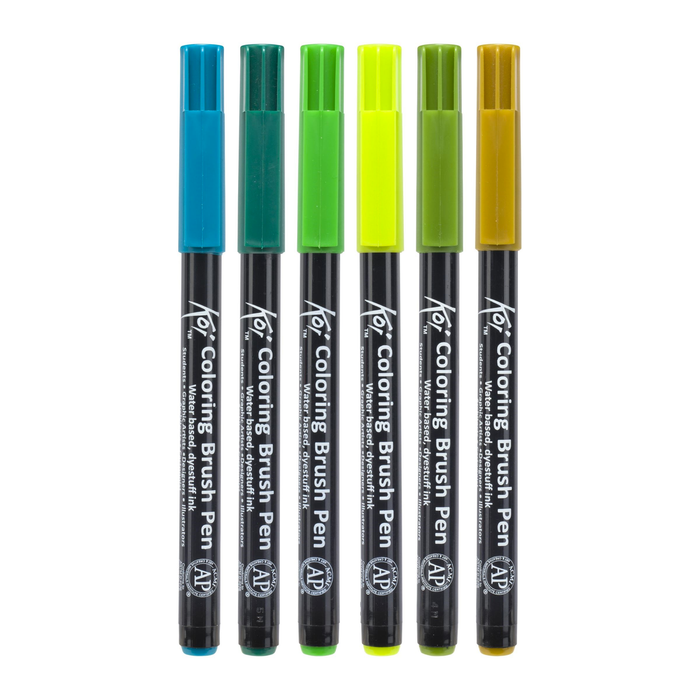 Conjunto de 6 marcadores de pincel botânico Sakura Koi Color Brush