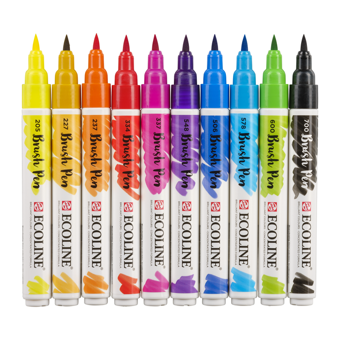 Conjunto de 10 marcadores aquarela ponta pincel Ecoline - Básico