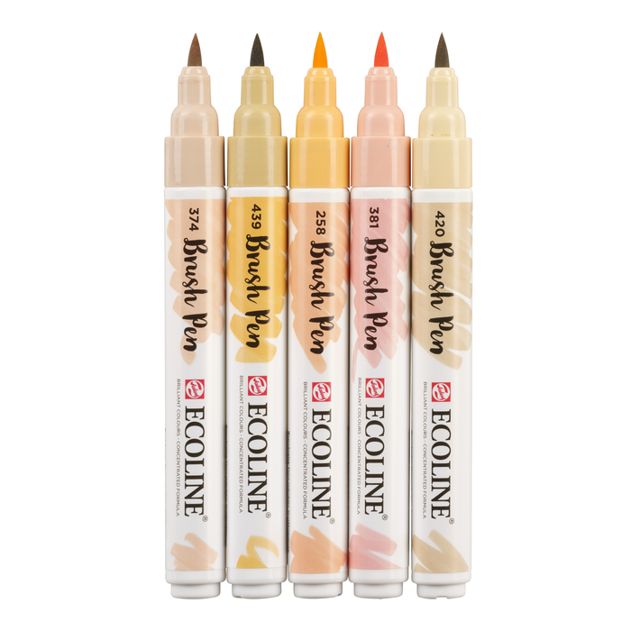 Conjunto de 5 marcadores aquarela ponta pincel Ecoline - Rosa Bege