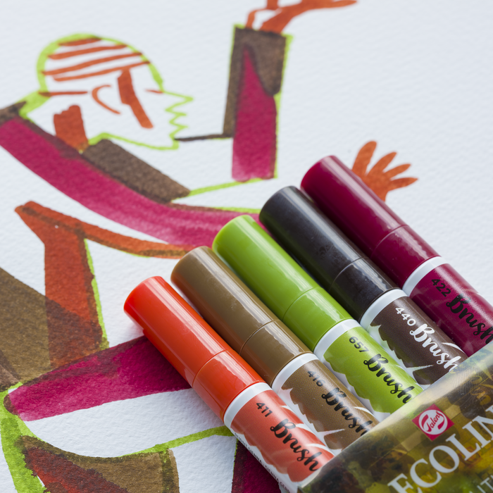 Conjunto de 5 marcadores aquarela ponta pincel Ecoline - Outono