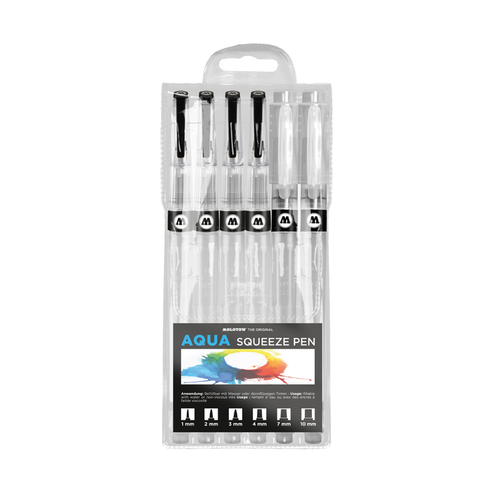 Conjunto de 6 pincéis com tanque AQUA Squeeze Basic - Molotow