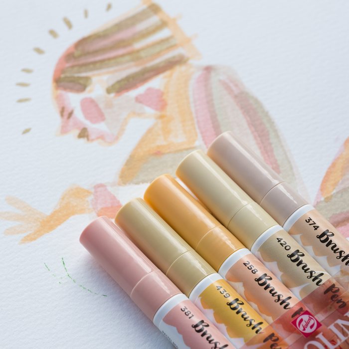 Conjunto de 5 marcadores aquarela ponta pincel Ecoline - Rosa Bege