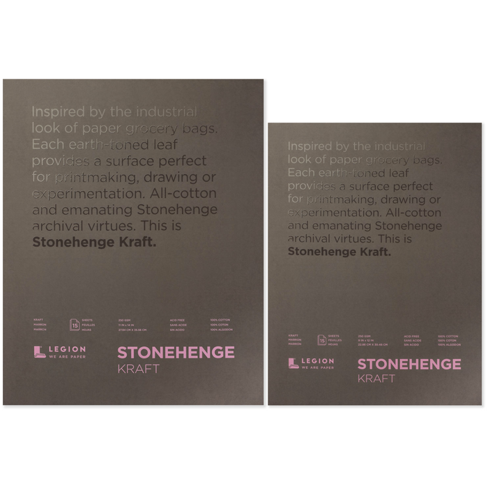 Bloco de papel Kraft 15 folhas 100% algodão Stonehenge - Legion Paper