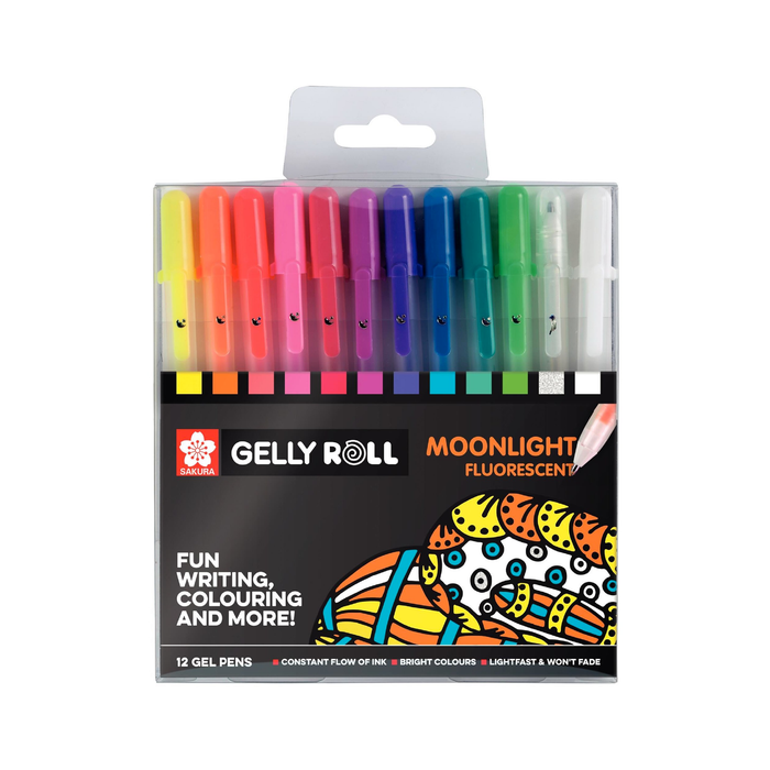 Conjunto de 12 canetas de gel Moonlight fluor Gelly roll - Sakura