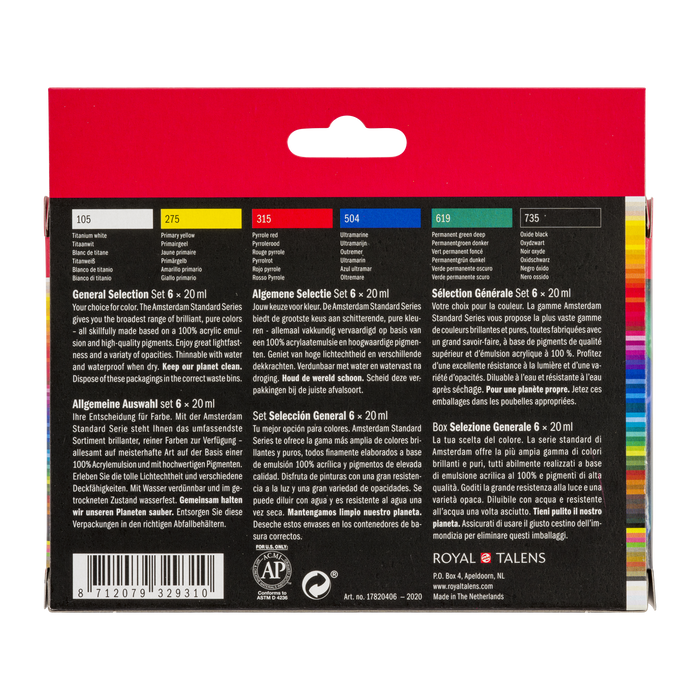 Conjunto de tinta acrílica 20ml 6 unidades - Amsterdã