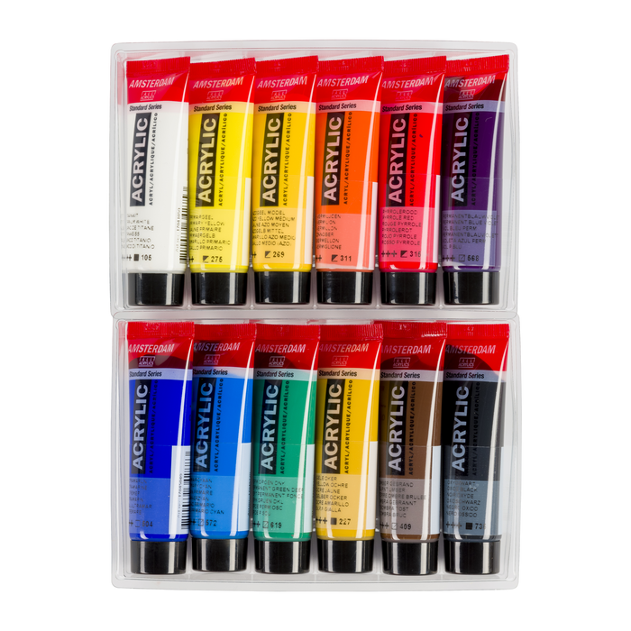 Conjunto de tinta acrílica 20ml 12 unidades - Amsterdã