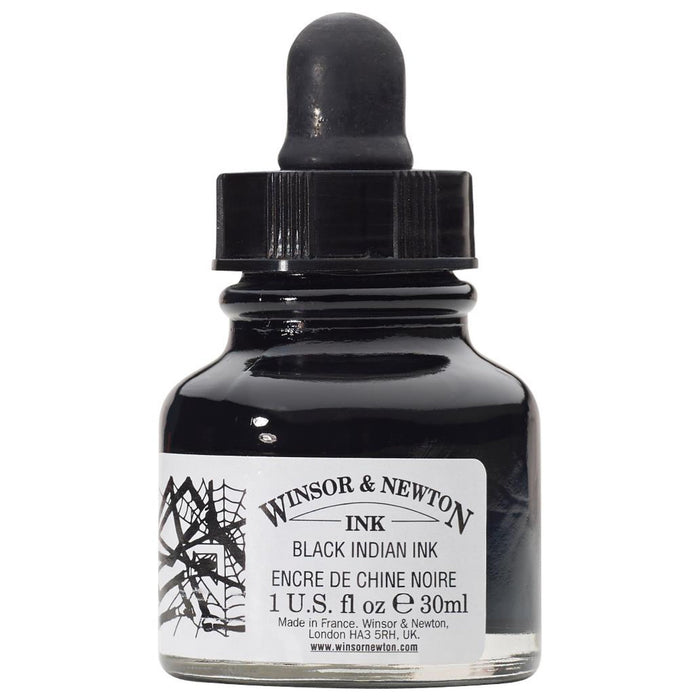 Tinta da China preta com conta-gotas 30 ml - Winsor & Newton