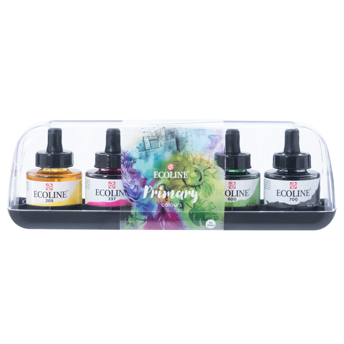 Conjunto de 5 Tintas Aquarela Líquidas Ecoline Conjunto Primário 30ml