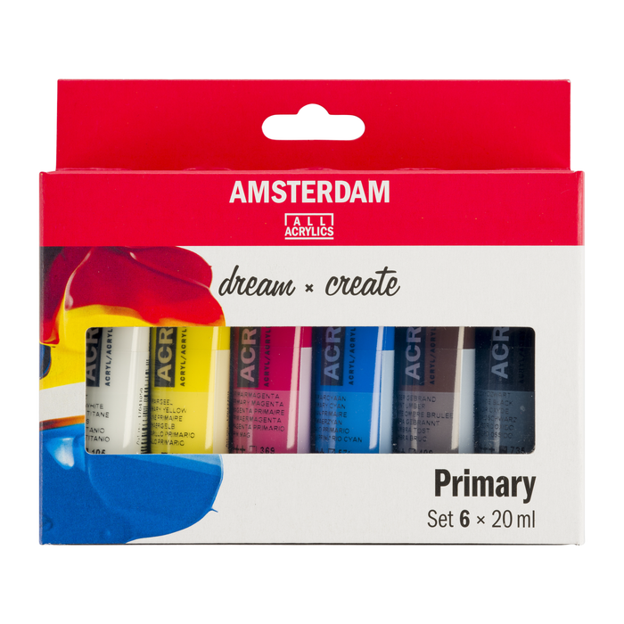 Conjunto de tinta acrílica 6 cores primárias 20ml - Amsterdã
