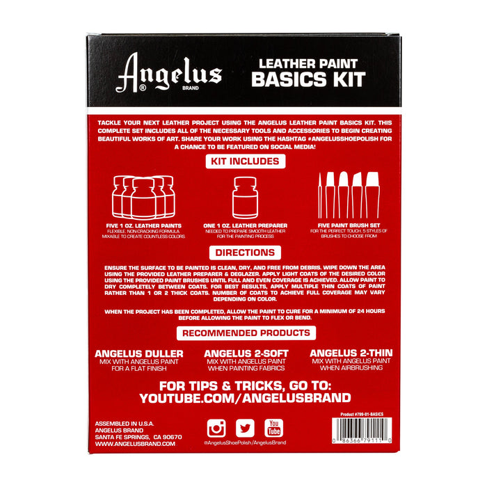 Conjunto de pintura de couro Angelus Basics - caixa 11 unidades