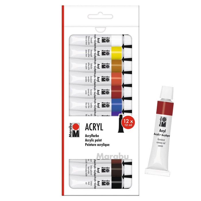 Conjunto de tinta acrílica Marabu 12 x 12 ml