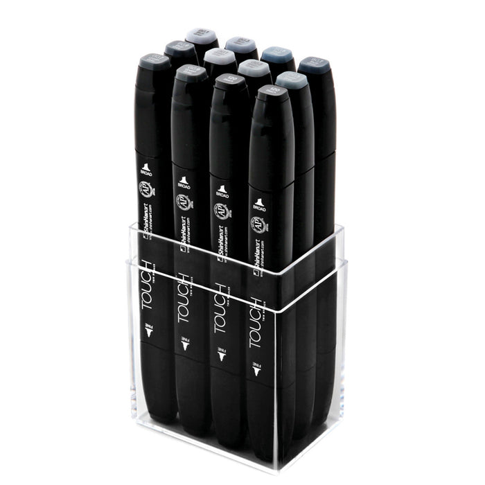 Conjunto de 12 marcadores TWIN TOUCH cinza Azul/esverdeado