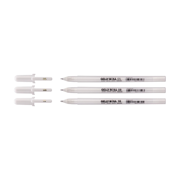 Conjunto de 3 canetas de gel Gelly roll brancas brilhantes