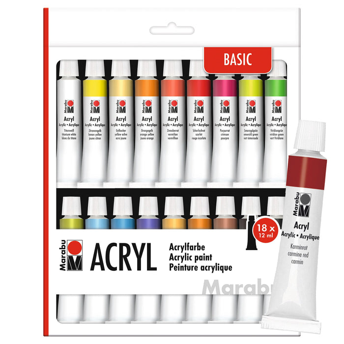 Conjunto de tinta acrílica Marabu 18 x 12 ml