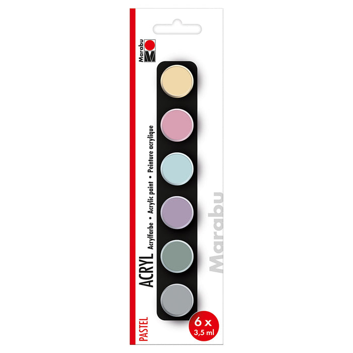 Conjunto de tinta acrílica pastel Marabu 6x3.5ml