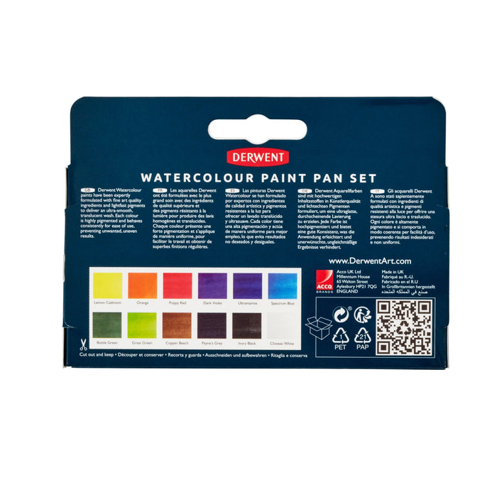 Conjunto aquarela de viagem 12 godet médio - Derwent