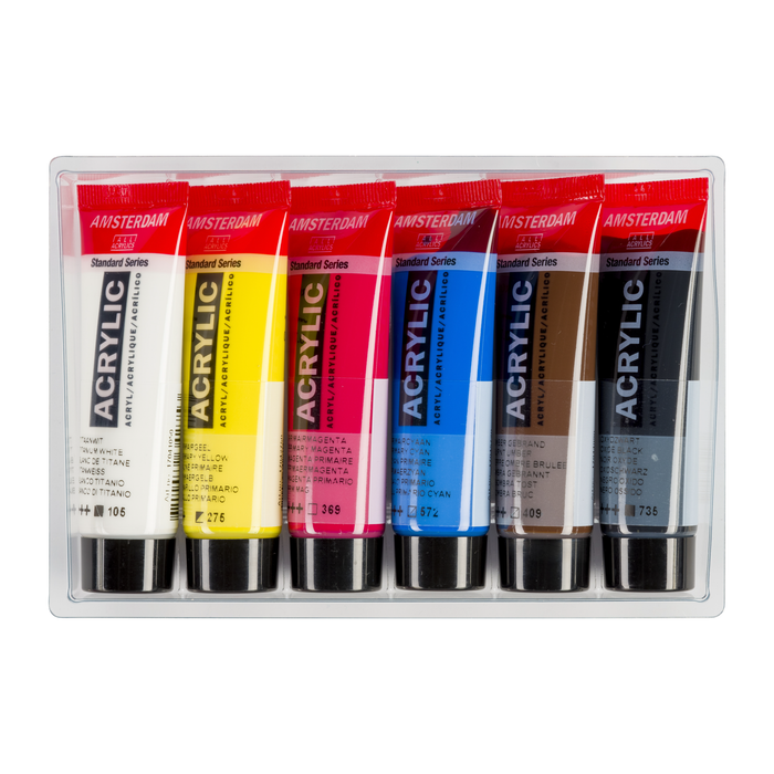 Conjunto de tinta acrílica 6 cores primárias 20ml - Amsterdã