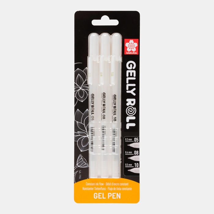 Conjunto de 3 canetas de gel Gelly roll - Sakura Branco