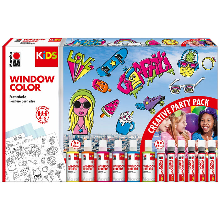 Conjunto de pintura para janelas Marabu Kids 6x80ml + 6x25ml