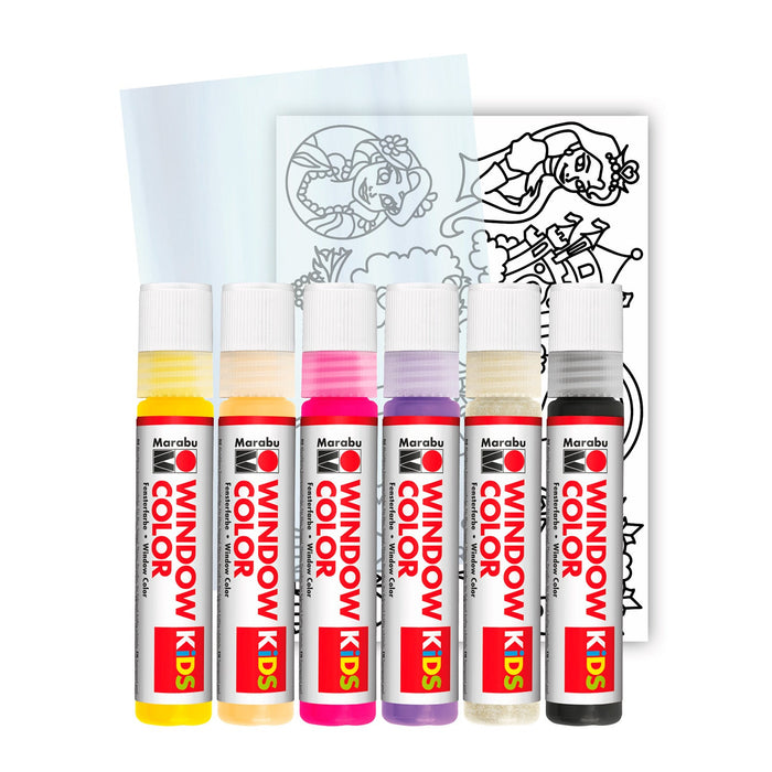 Conjunto de pintura para janelas Princess Marabu Kids 6x25ml