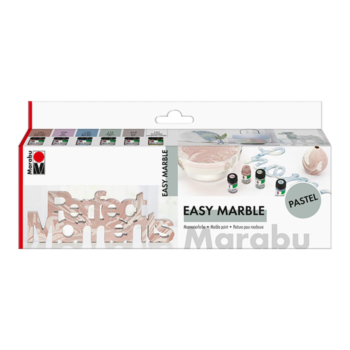 Conjunto de tinta mármore mármore fácil Marabu tons pastel 6x15ml