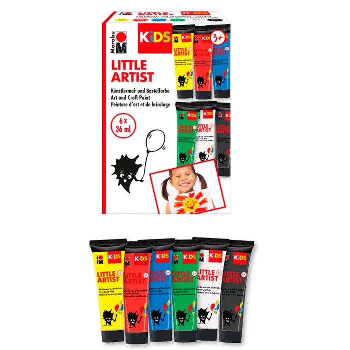 Conjunto de pinturas pequeno artista Marabu para crianças 6x36ml
