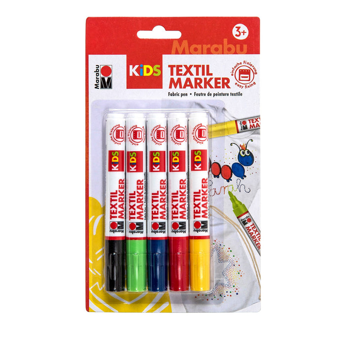 Conjunto de 5 marcadores de tecido infantil Marabu