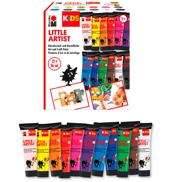 Conjunto de pinturas pequeno artista Marabu para crianças 12x36ml