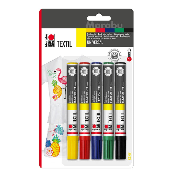 Conjunto de 5 marcadores de tecido Marabu 2-4mm